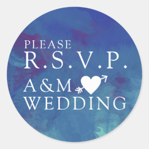Sticker Rond s'il vous plaît RSVP élégant mariage bleu