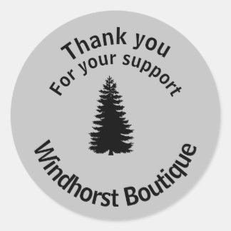Sticker Rond Silhouette Arbre Merci pour votre support Grey