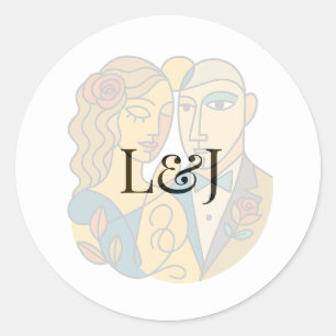 Sticker Rond Silhouette artistique Destination Mariage Art mode