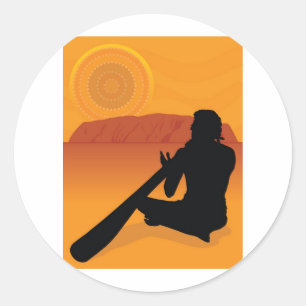 Sticker Rond Silhouette autochtone