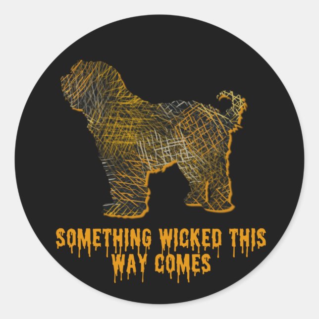 Sticker Rond Silhouette Chien Tibétain Terrier Fun Halloween (Devant)