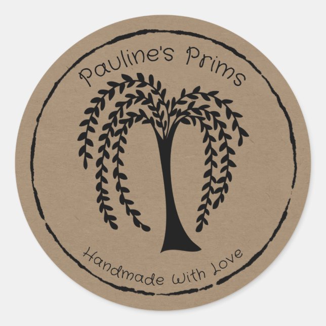 Sticker Rond Silhouette D'Arbre De Saule Prim Pour Artisanat (Devant)