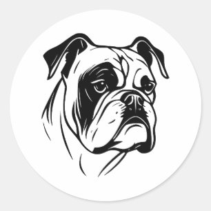 Sticker Rond Silhouette de Bulldog élégant en BW