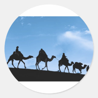 Sticker Rond Silhouette de caravane de chameau