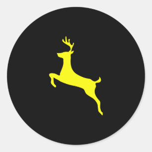 Sticker Rond Silhouette de cerf jaune