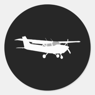 Sticker Rond Silhouette de Cessna classique de l'aéronef volant