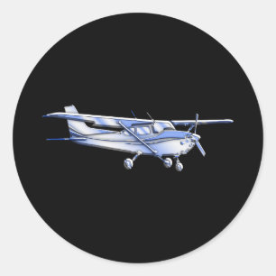 Sticker Rond Silhouette de Cessna classique de l'aéronef volant