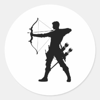 Sticker Rond Silhouette de chasseur à l'arc