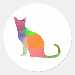 Sticker Rond Silhouette de chat à faible densité