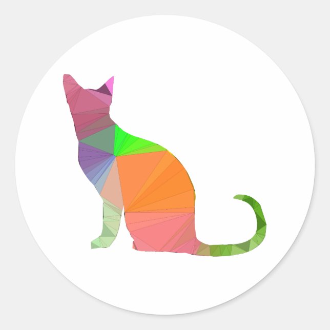 Sticker Rond Silhouette de chat à faible densité (Devant)