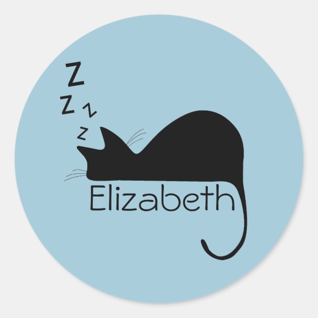 Sticker Rond Silhouette de chat couché personnalisé (Devant)