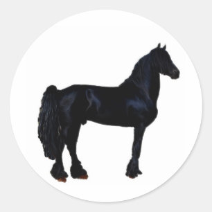 Sticker Rond Silhouette de cheval en noir et blanc