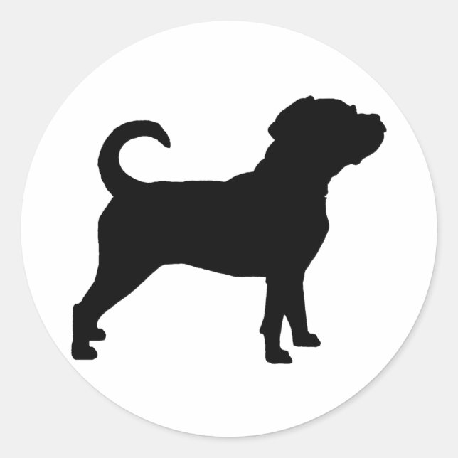 Sticker Rond Silhouette de chien de bascule (Devant)