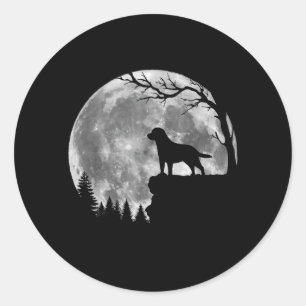 Sticker Rond Silhouette de chien Labrador Retriever Lune Hallow