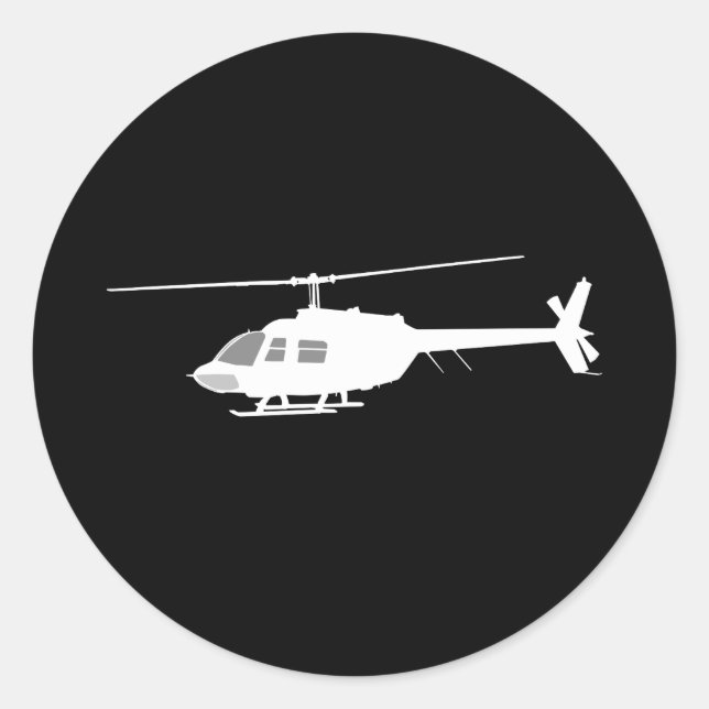 Sticker Rond Silhouette de coupe d'hélicoptère noir (Devant)