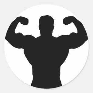 Sticker Rond silhouette de culturiste