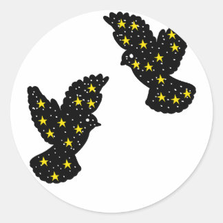 Sticker Rond Silhouette de deux oiseaux