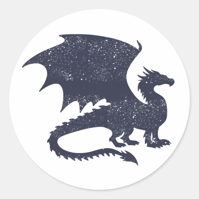 Sticker Rond Silhouette de dragon - Choisir la couleur arrière  (Devant)