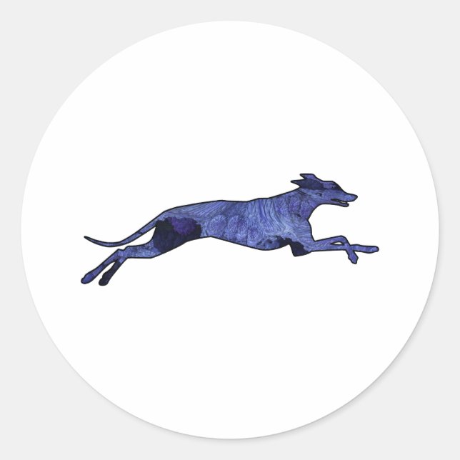 Sticker Rond Silhouette de Greyhound Fractale (Devant)