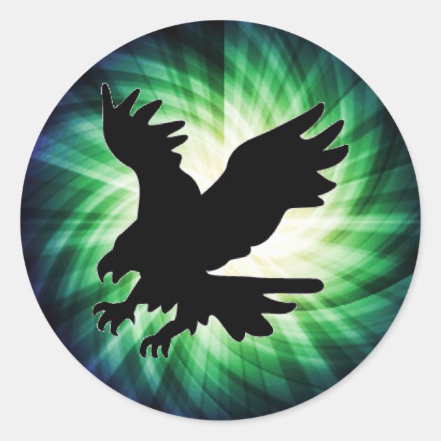 Sticker Rond Silhouette de l'aigle chauve; Cool (Devant)