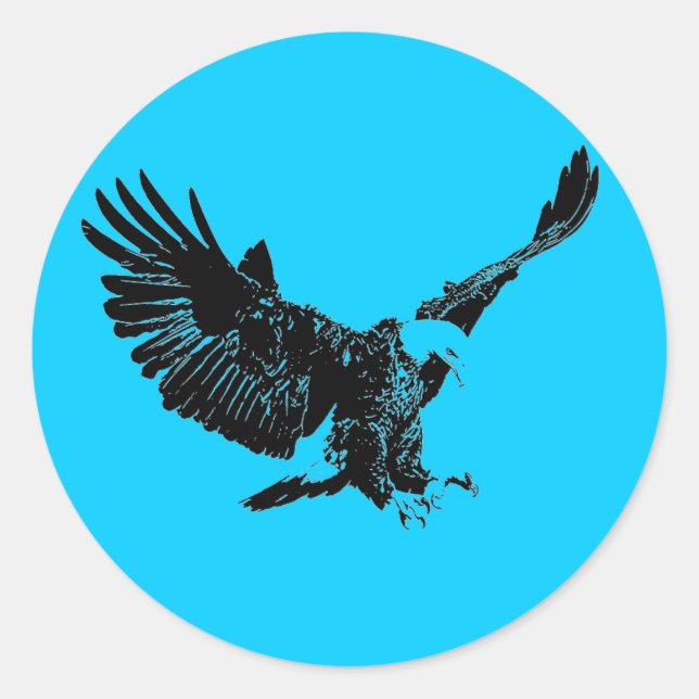 Sticker Rond Silhouette de l'aigle d'atterrissage (Devant)