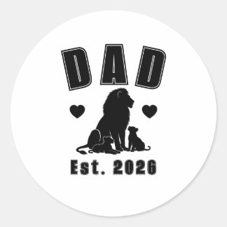 Sticker Rond Silhouette de Lionceau Nouveau Papa Année de Créat