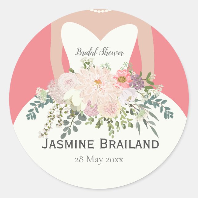 Sticker Rond silhouette de mariée baby shower (Devant)