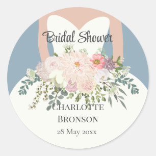 Sticker Rond Silhouette de mariée Fleurs Enterrement de vie de 