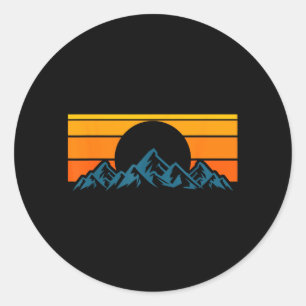 Sticker Rond Silhouette de montagne rétro