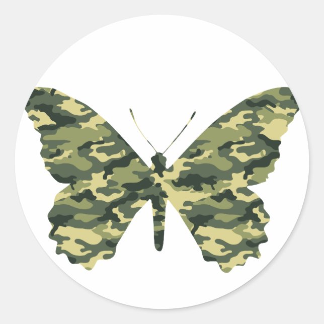 Sticker Rond Silhouette de papillon Camouflage (Devant)
