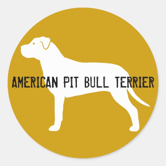 Sticker Rond Silhouette de Pit Bull (Devant)