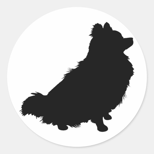 Sticker Rond Silhouette de Poméranie (Devant)