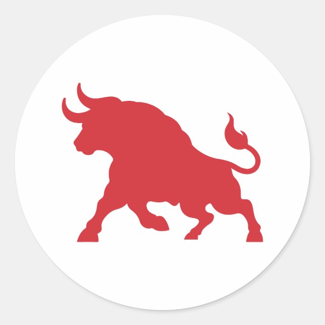 Sticker Rond Silhouette de taureau rouge en colère (Devant)