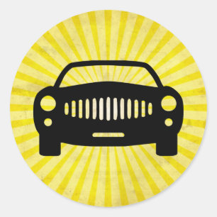 Sticker Rond Silhouette de voiture ; Jaune