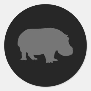 Sticker Rond Silhouette d'hippopotame gris