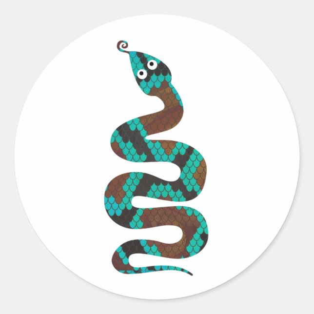 Sticker Rond Silhouette d'impression Brown et Turquoise de serp (Devant)