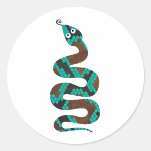 Sticker Rond Silhouette d'impression Brown et Turquoise de serp