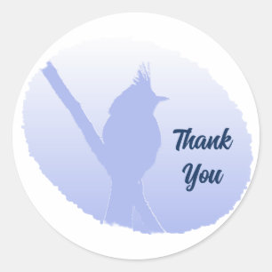 Sticker Rond Silhouette d'oiseau bleu clair Merci