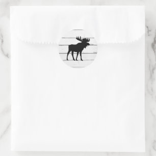 Sticker Rond Silhouette d'orignal noir