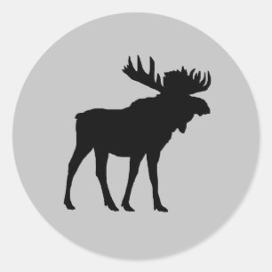 Sticker Rond Silhouette d'orignal noir