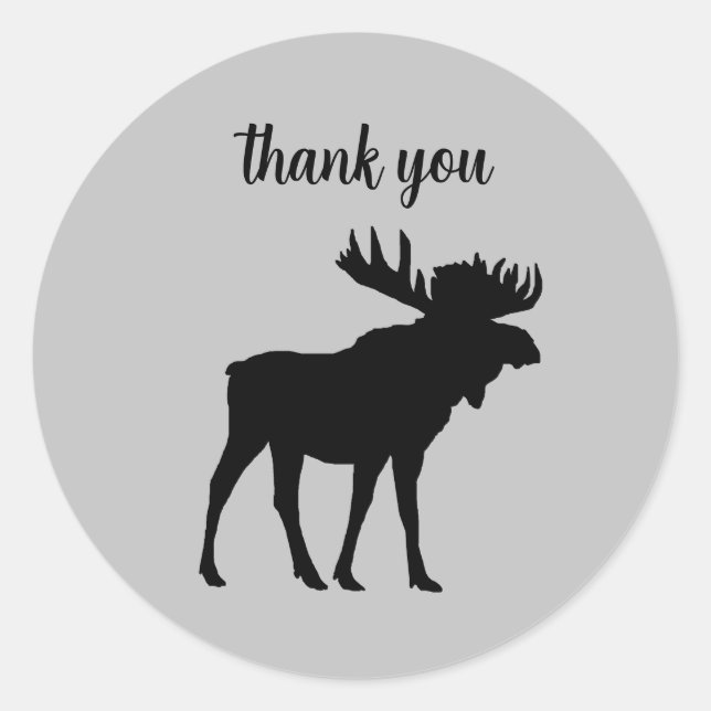 Sticker Rond Silhouette d'orignal noir Merci sauvage (Devant)
