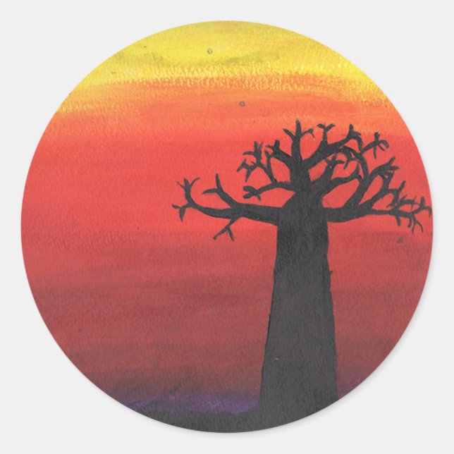 Sticker Rond Silhouette du baobab (Devant)