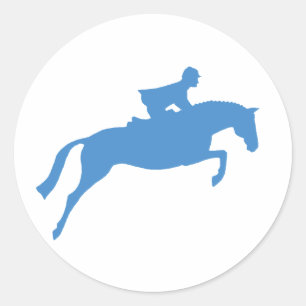 Sticker Rond Silhouette du cavalier (bleu)