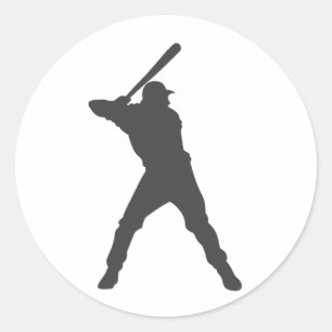 Sticker Rond Silhouette du joueur de baseball