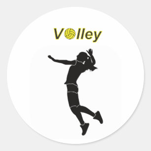 Sticker Rond Silhouette d'une femme jouant au volley-ball