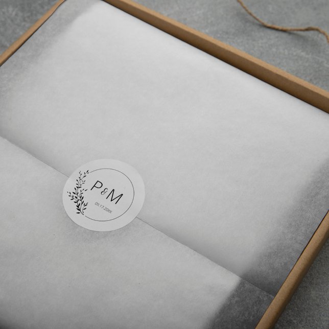 Sticker Rond Silhouette élégante des feuilles (Créateur téléchargé)