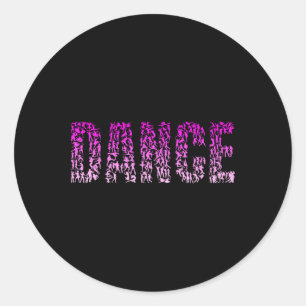 Sticker Rond Silhouette Filles Danse Chemise Danse Danse Chemis