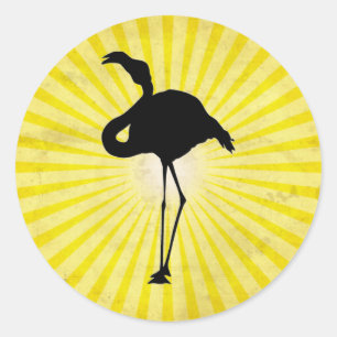 Sticker Rond Silhouette Flamant rose