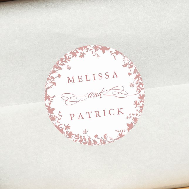 Sticker Rond Silhouette fleur sauvage Mariage Dusty rose (Créateur téléchargé)