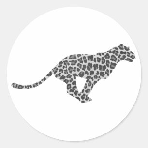 Sticker Rond Silhouette gris léopard et gris clair